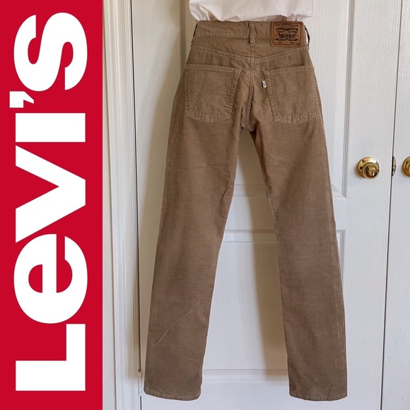 Vintage LEVI’S 551 tan corduroy button fly straight leg pants with white tab - Picture 3 of 16